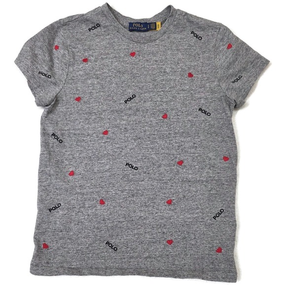 Polo Ralph Lauren Tops - Polo Ralph Lauren Shirt Womens Small Gray Heart Logo Short Sleeve Embroidered